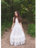 Ivory Lace Ruffle Tiered Country Flower Girl Dress